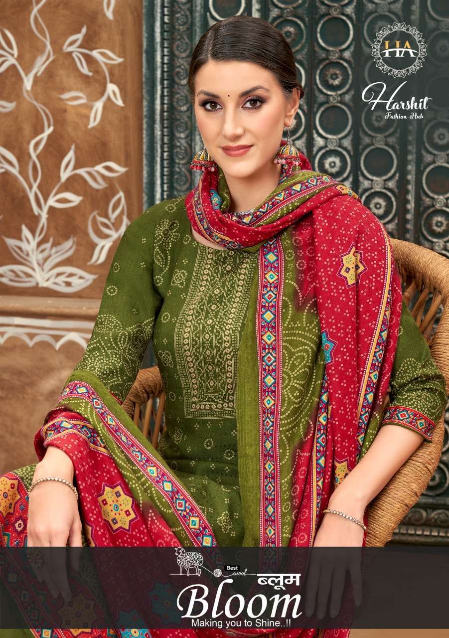 harshit fashion bloom series 1133001-1133008 wool pashmina suit