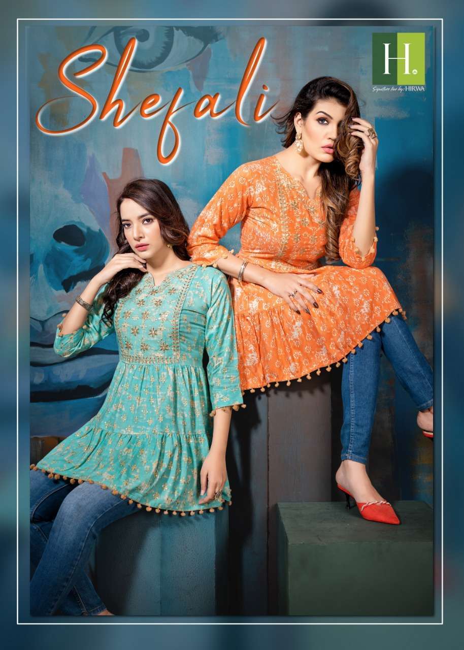 hirwa shefali series 101-108 heavy rayon kurti 