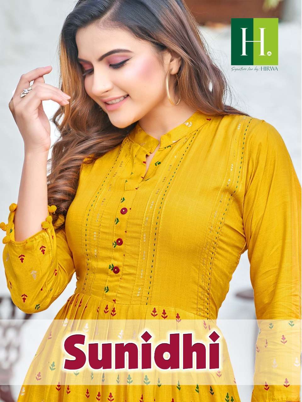 hirwa sunidhi series 1001-1010 heavy rayon slub kurti