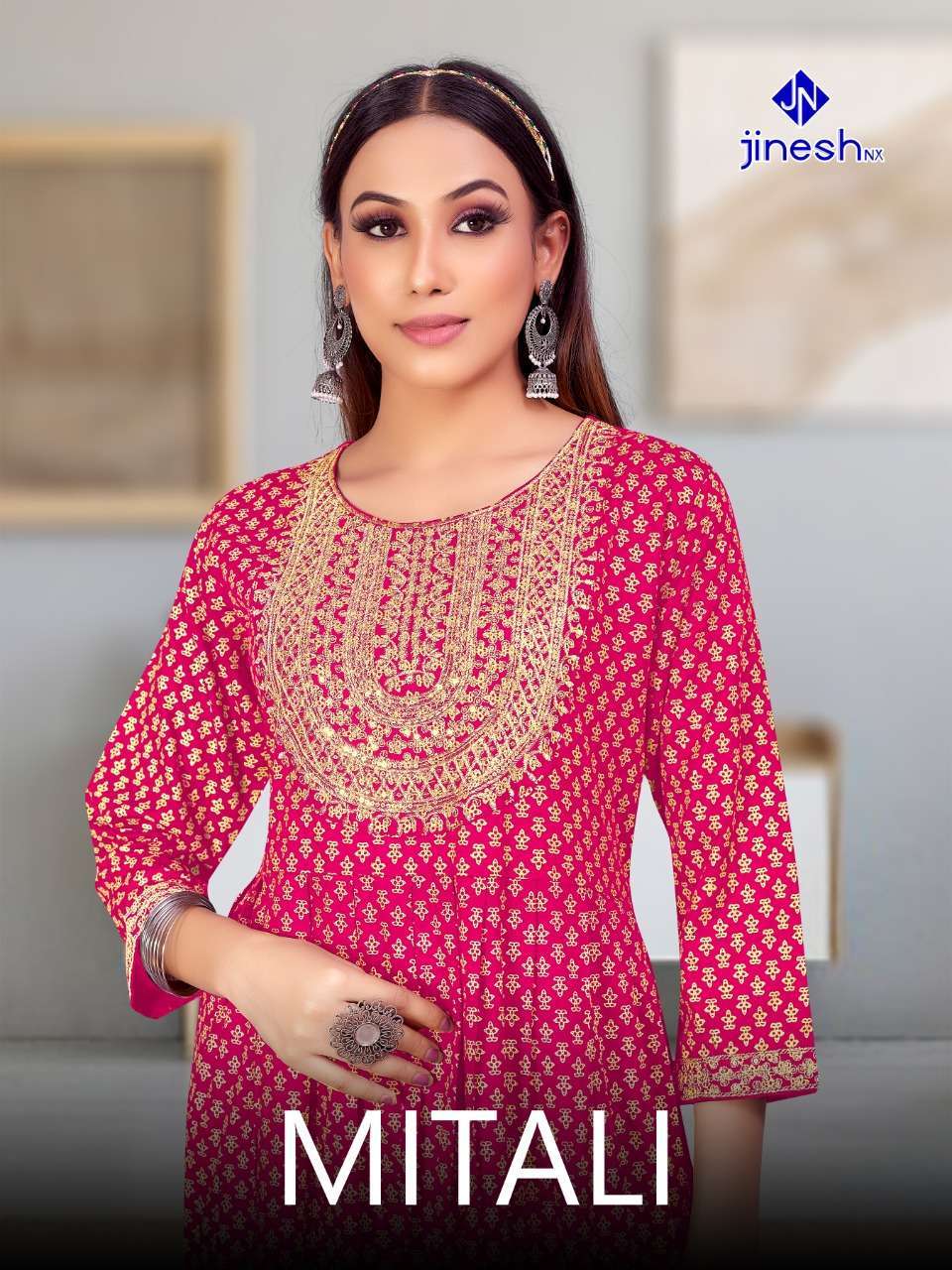 jinesh nx mitali series 1001-1008 rayon kurti 