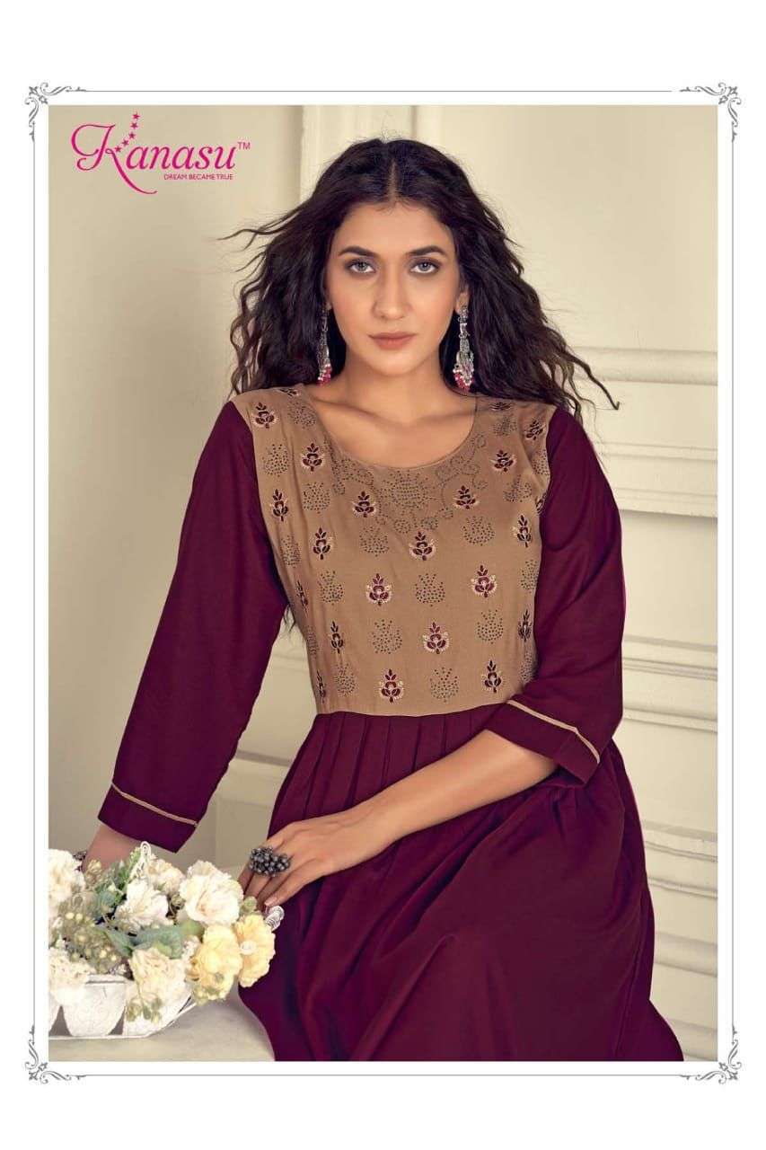 kanasu livia series 1001-1008 heavy rayon kurti