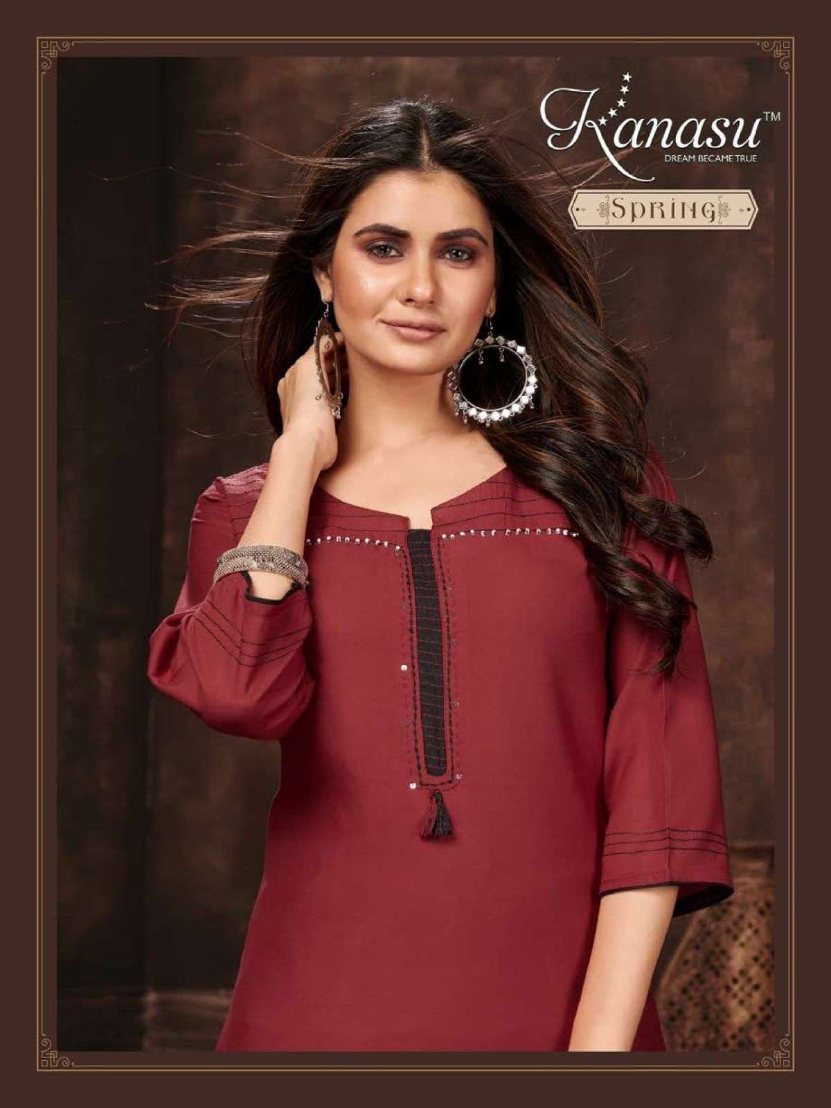 kanasu spring series 1001-1008 16 kg rayon kurti 