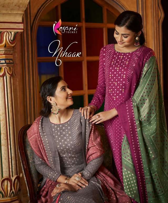 kesari trends nihaar series 1401-1408 dobby pashmina suit 