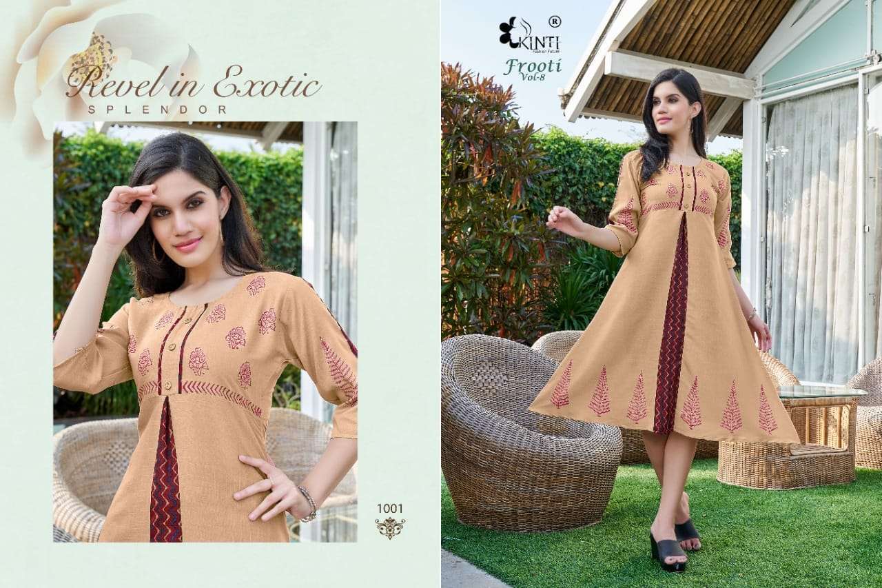 kinti frooti vol 8 series 1001-1008 two tone slub kurti 