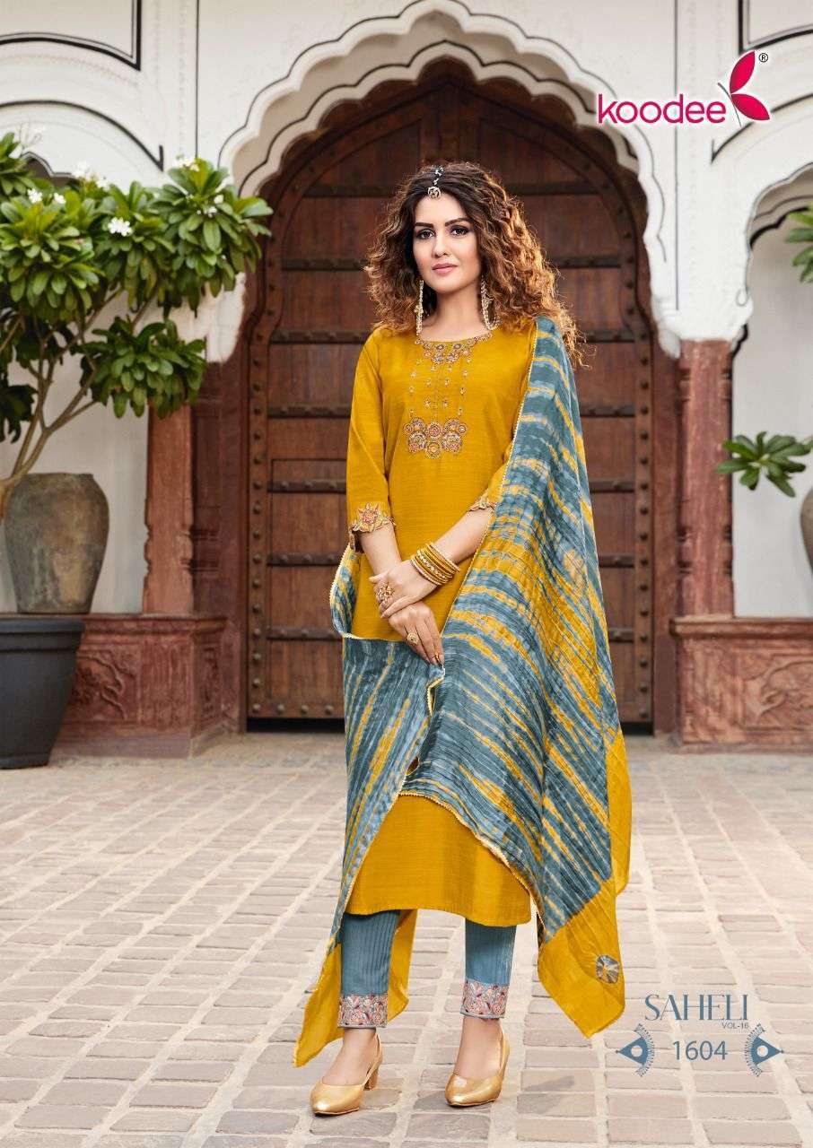 koodee saheli vol 16 series 1601-1606 chinon readymade suit 