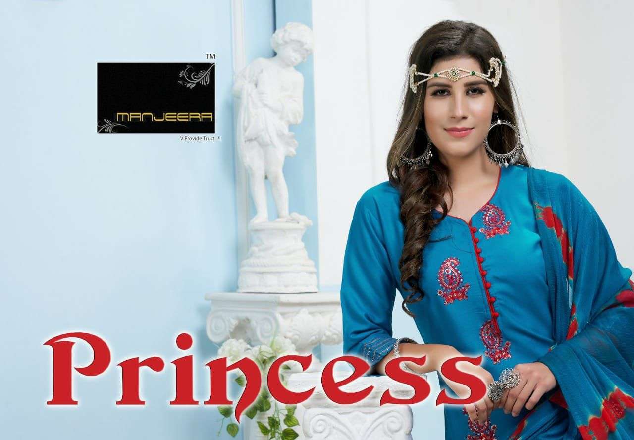 manjeera princess series 001-008 rayon readymade suit 
