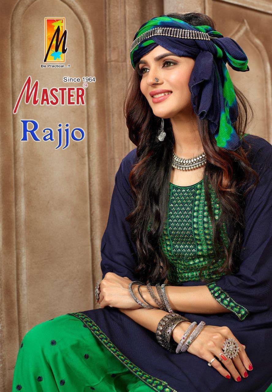 master rajjo patiyala series 001-006 rayon work readymade suit