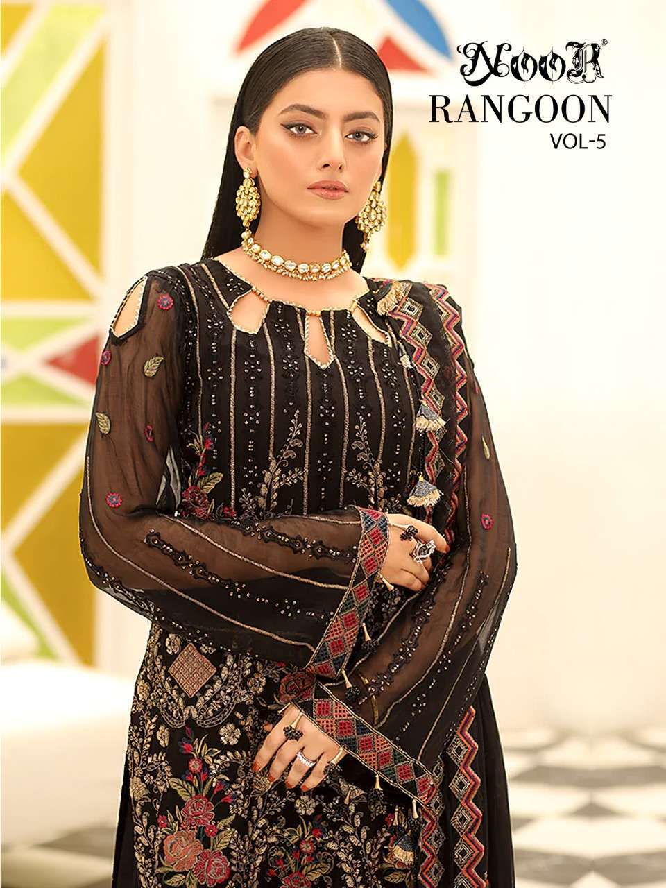 noor rangoon vol 5 series 999-1001 georgette net suit 