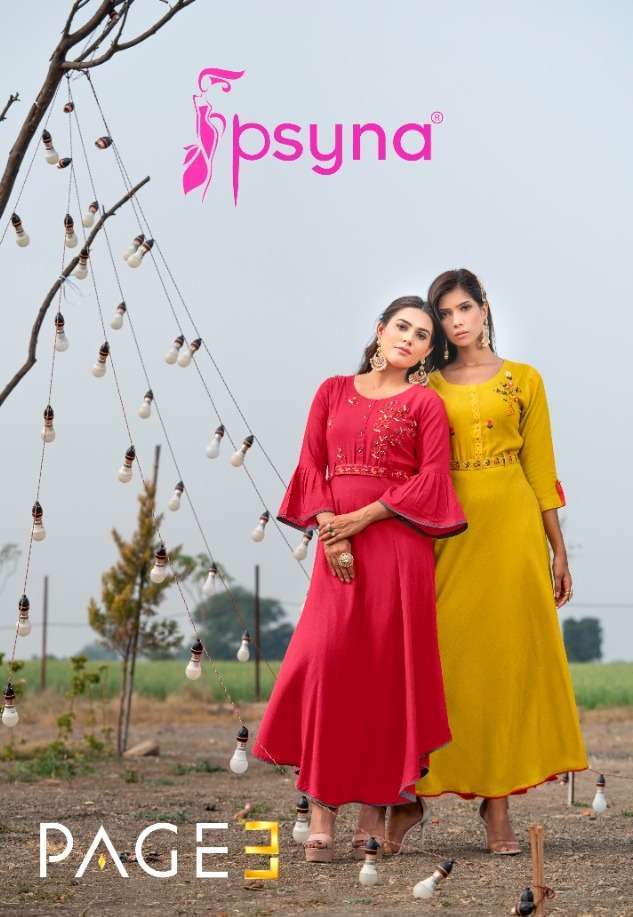 psyna page vol 3 series 1001-1008 Rayon Slub kurti