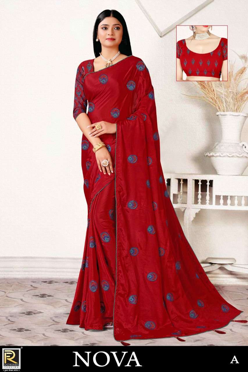 ranjna saree Nova chinon embroidery saree