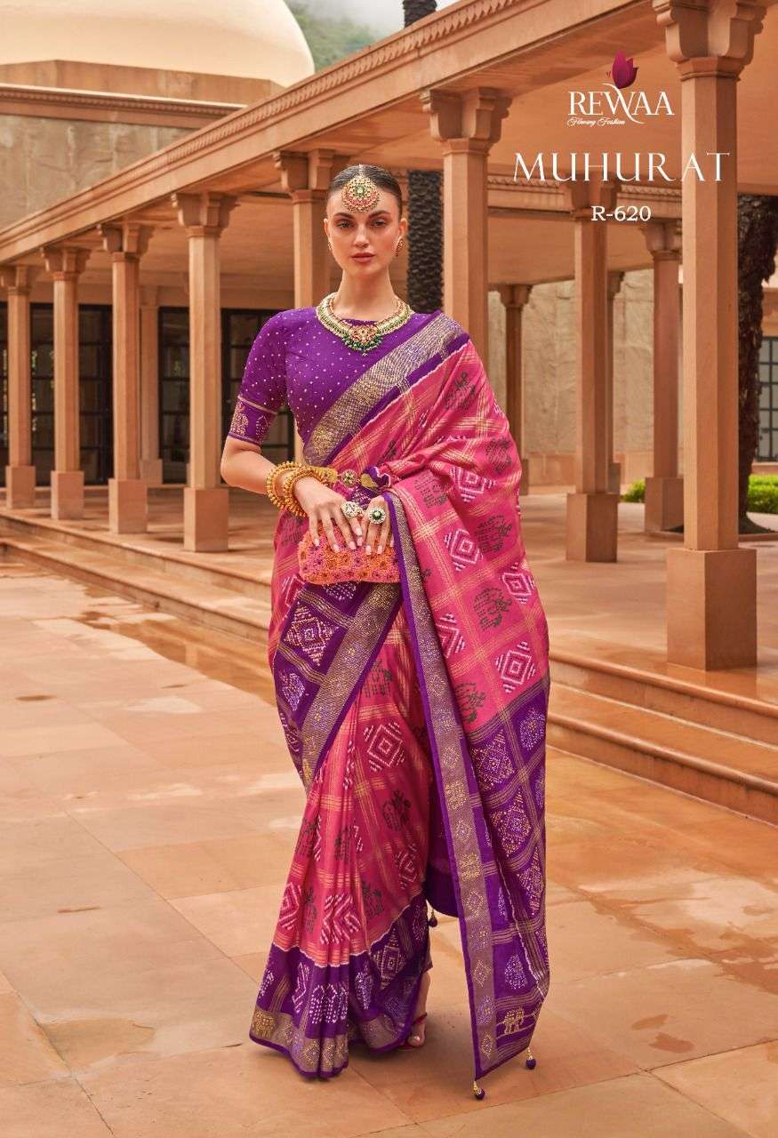 rewaa muhurat designer pure silk patola saree 