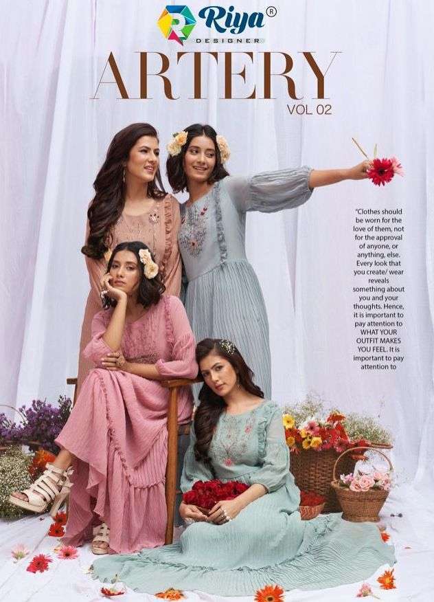 riya designer artrey vol 2 series 201-206 pure viscose kurti 