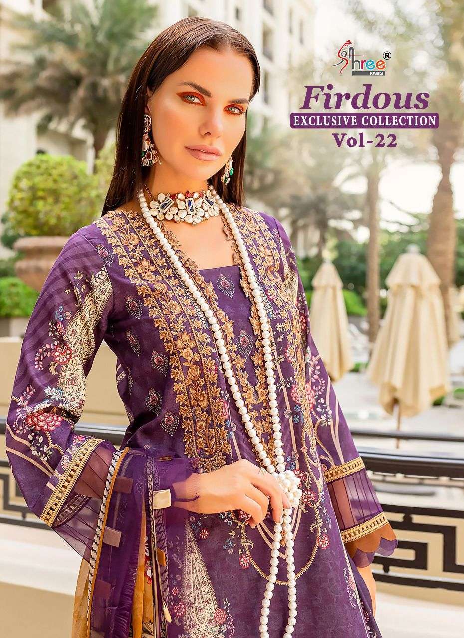 shree fabs firdous exclusive vol 22 series 2438-2445 pure cotton suit 