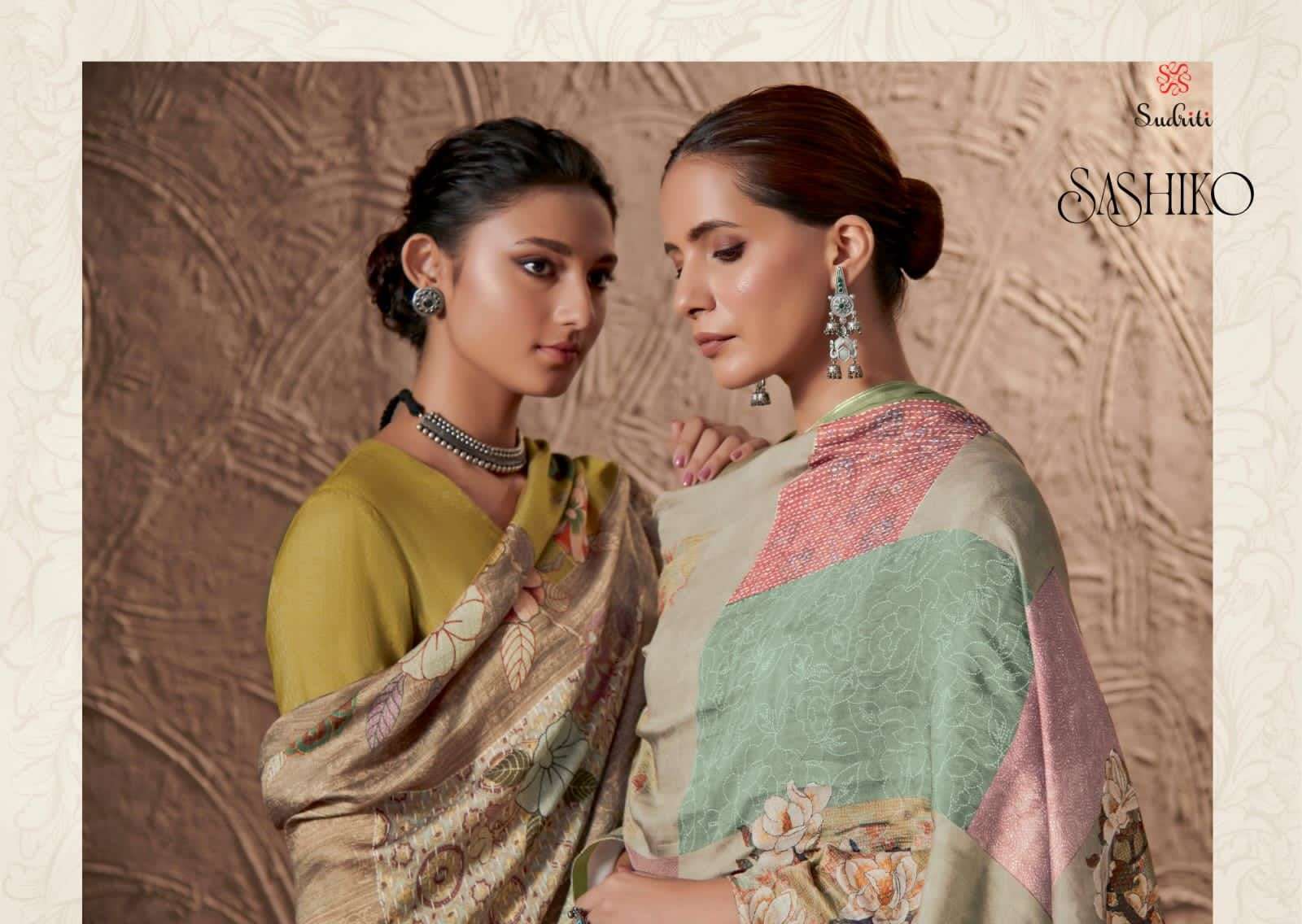 sudriti sashiko pashmina twill digital print suit