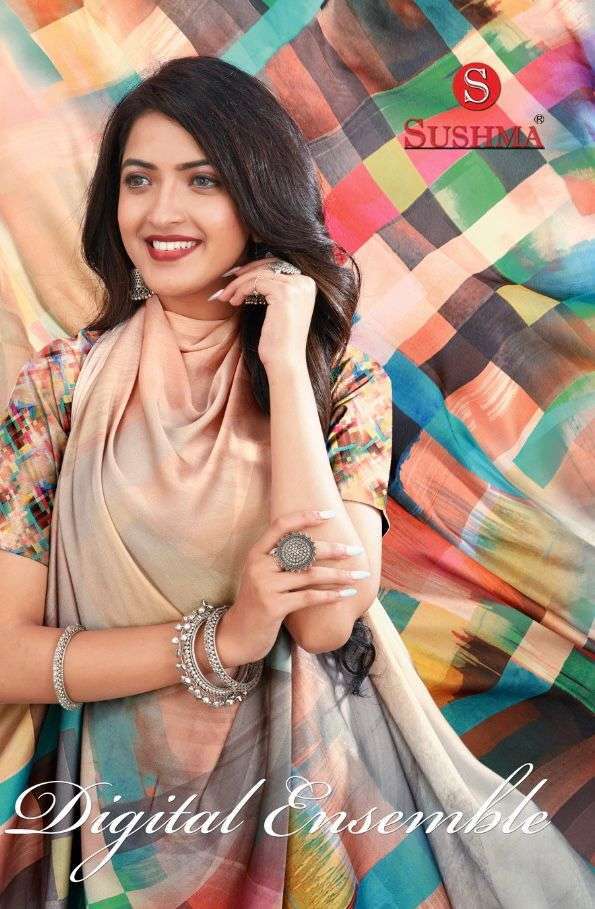 sushma digital ensemble series 301-310 satin digital saree