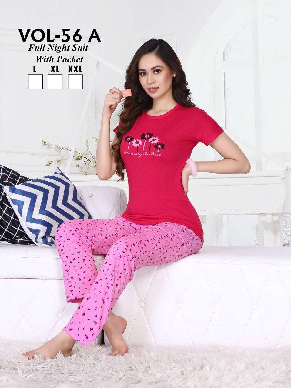 trendy vol 56 A Heavy Shinker Hosiery Cotton night suit 