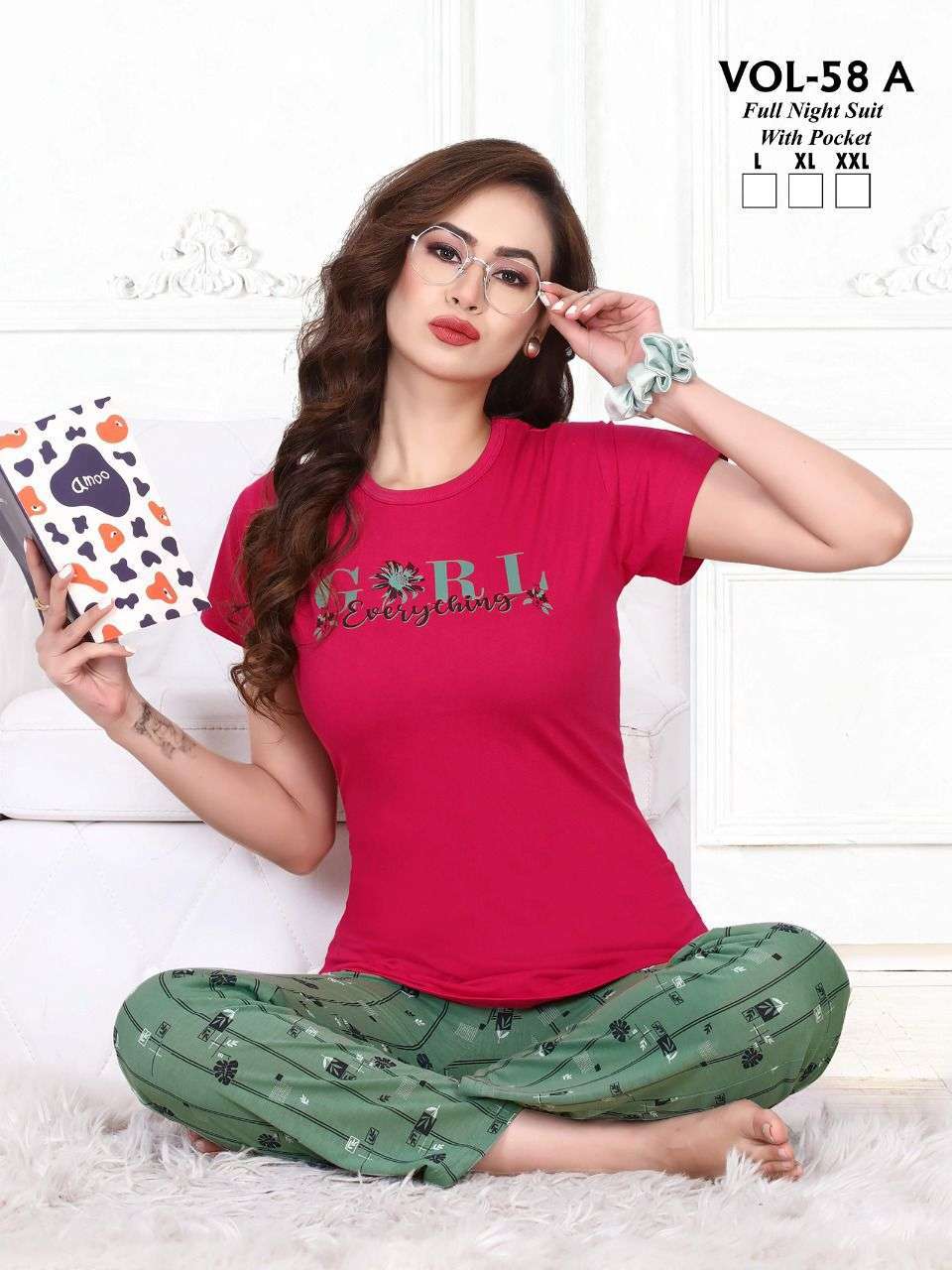 trendy vol 58 A Heavy Shinker Hosiery Cotton night suit 