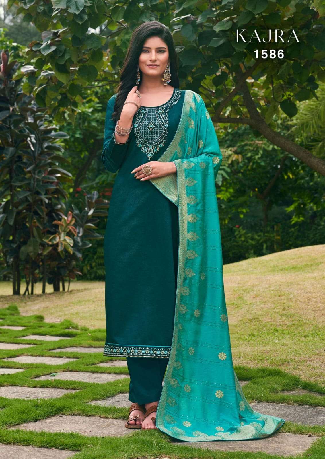 triple kajra series 1581-1586 pure gadwal silk suit 