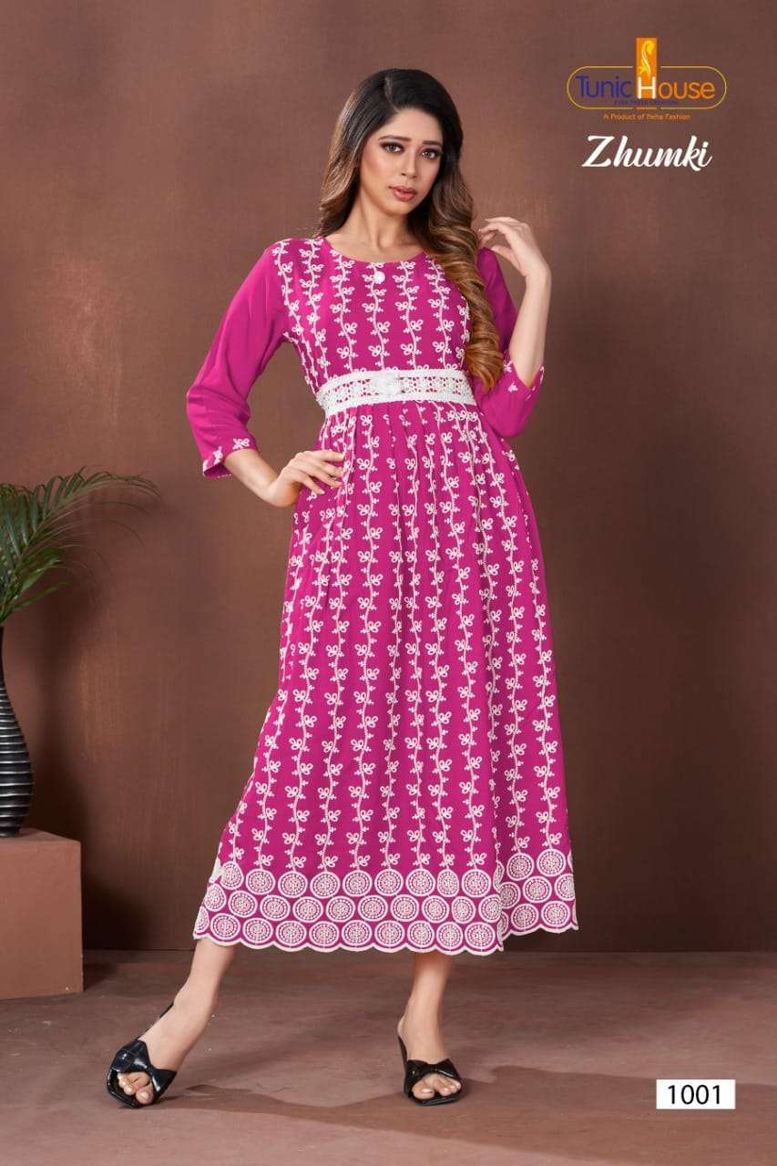 tunic house zhumki heavy viscose rayon kurti 