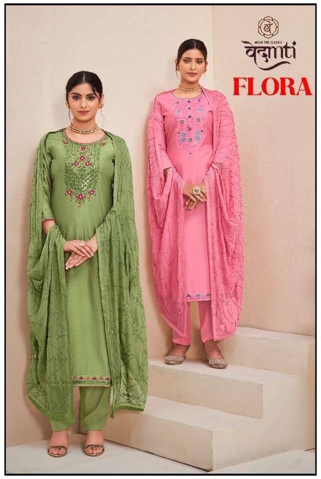 vedanti flora series 221-224 muslin suit 