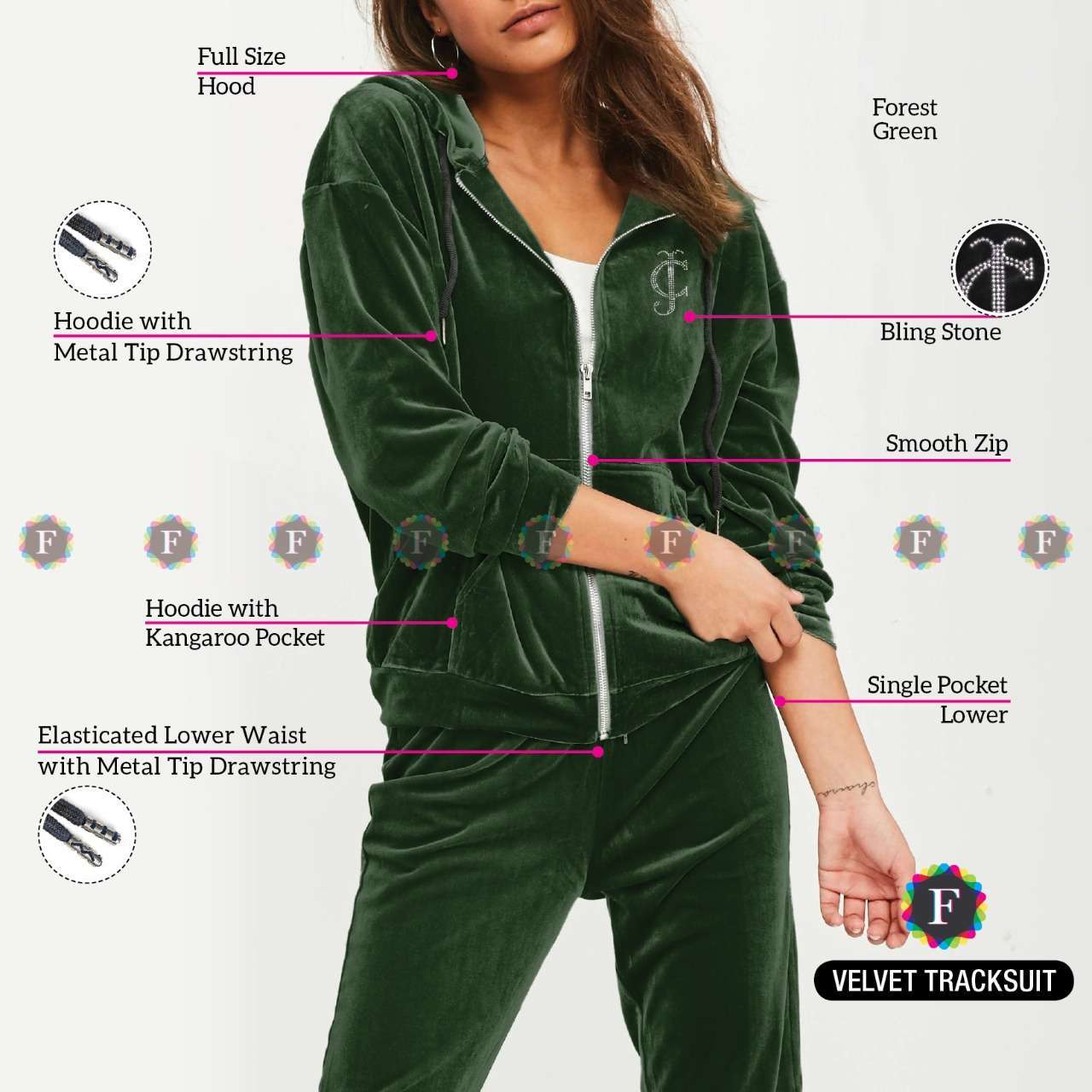 velvet tracksuit hoodie and lower stretchable velvet winter wear tracksuit