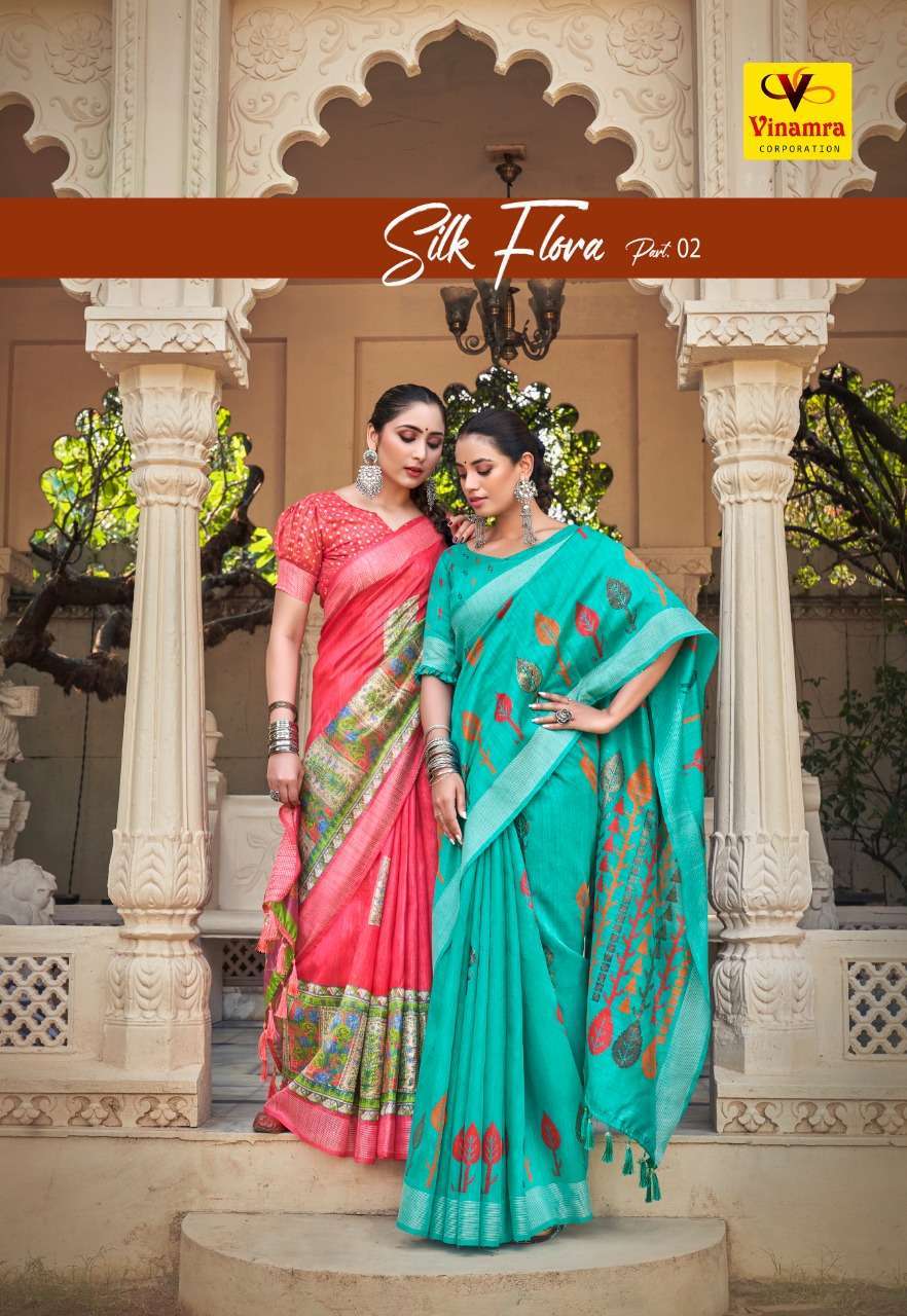 vinamra silk flora vol 2 series 009-016 cotton dobby patta saree 