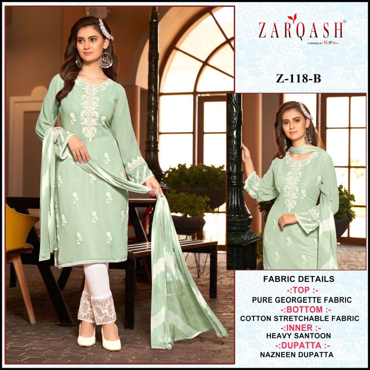 zarqash z-118 designer faux georgette suit 