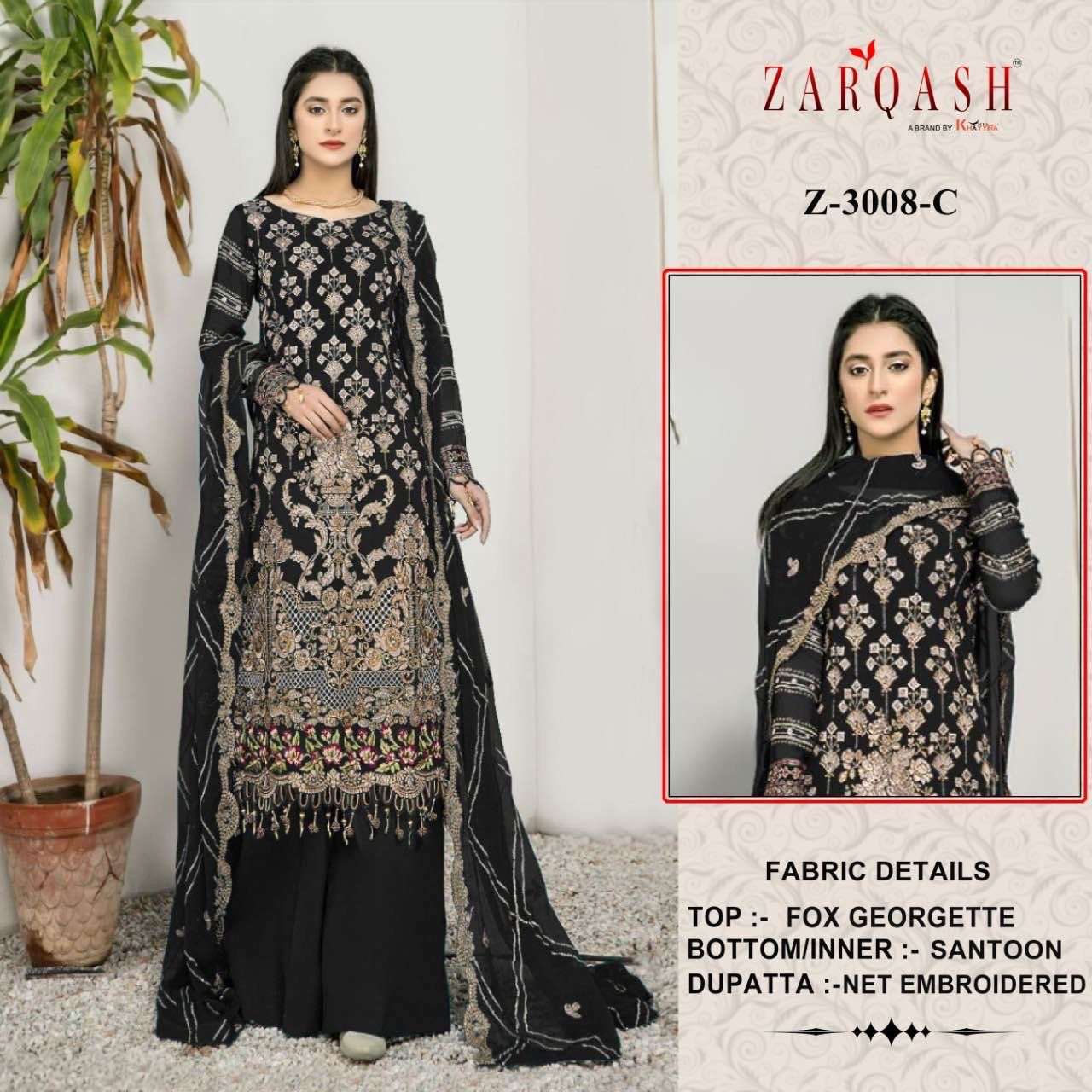 zarqash z-3008 designer faux georgette suit 