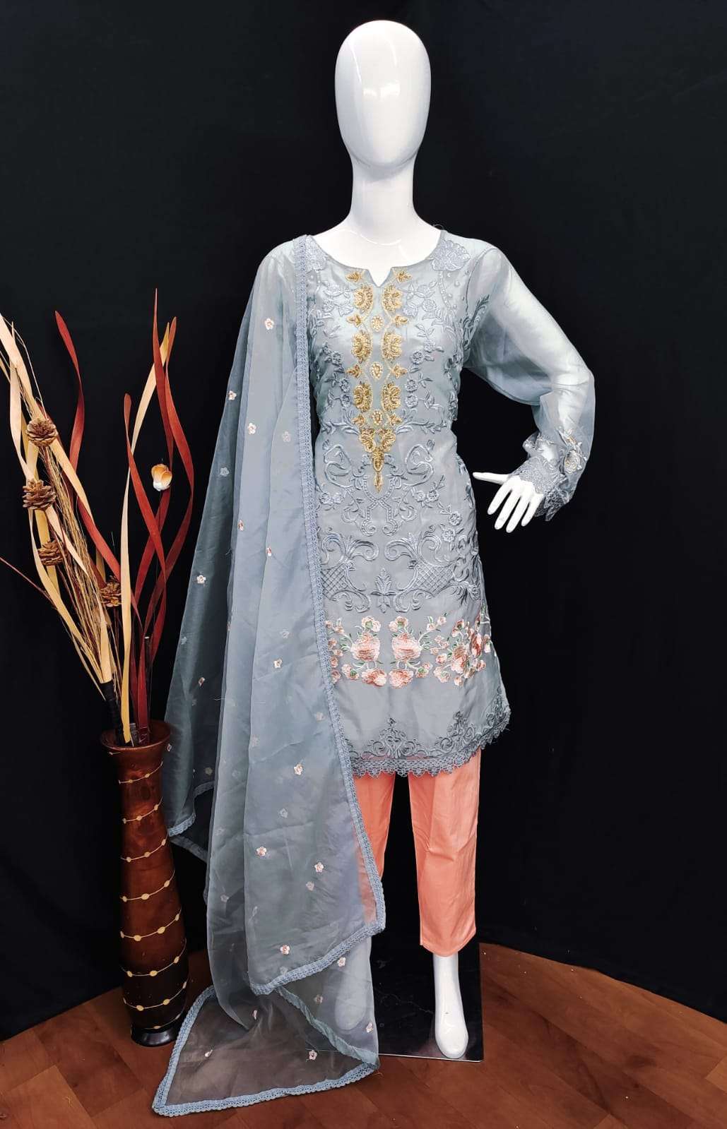 aarsh 029 heavy organza with embroidery readymade suit 