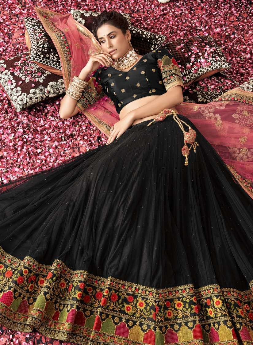 anantesh lifestyle 1005 black hit design net lehenga 