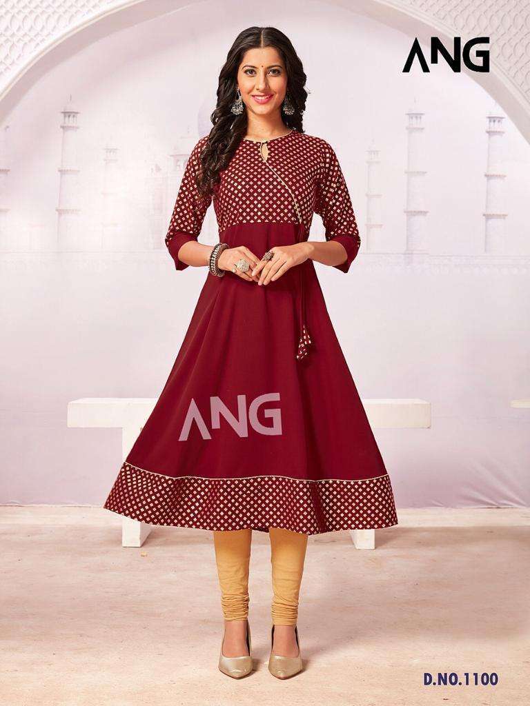 ang-1100 American malai crap kurti with gold print