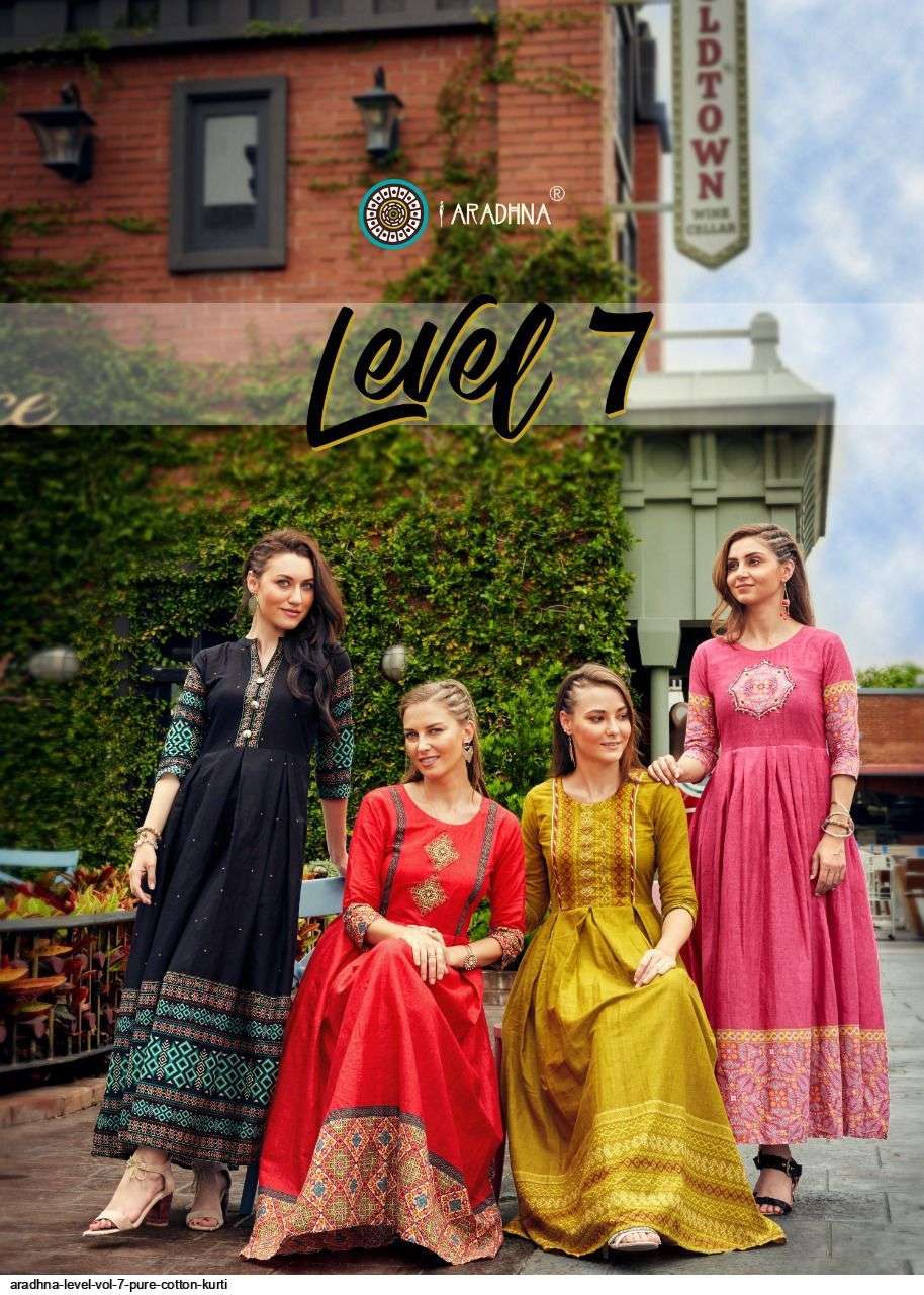 aradhna level vol 7 series 7001-7012 cotton kurti