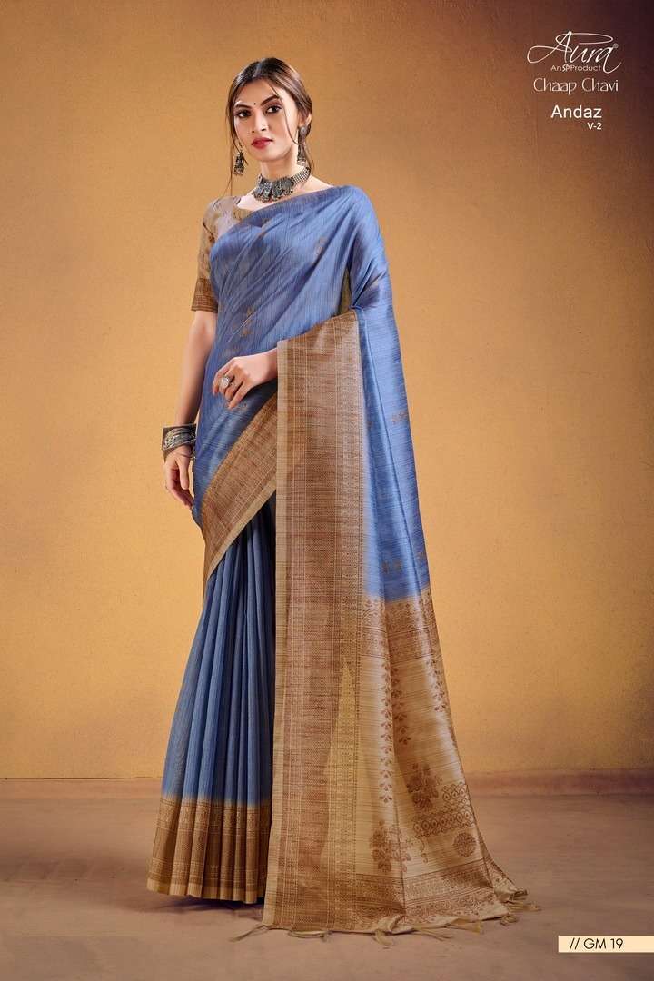 aura andaz vol 2 series 19-33 pure handloom silk saree
