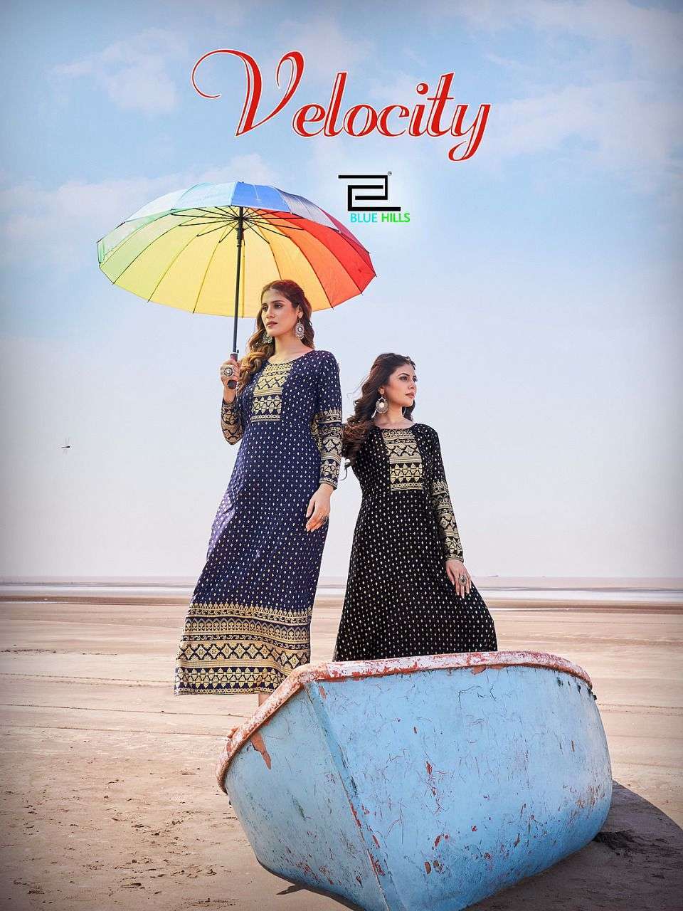 blue hills velocity series 1001-1006 Rayon 14 kg kurti
