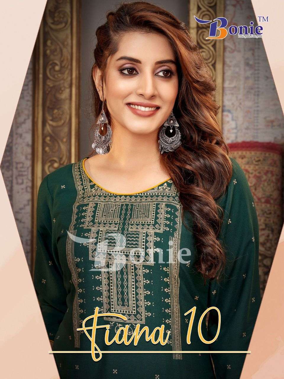 bonie fiana vol 10 series 10001-10008 rayon foil print kurti