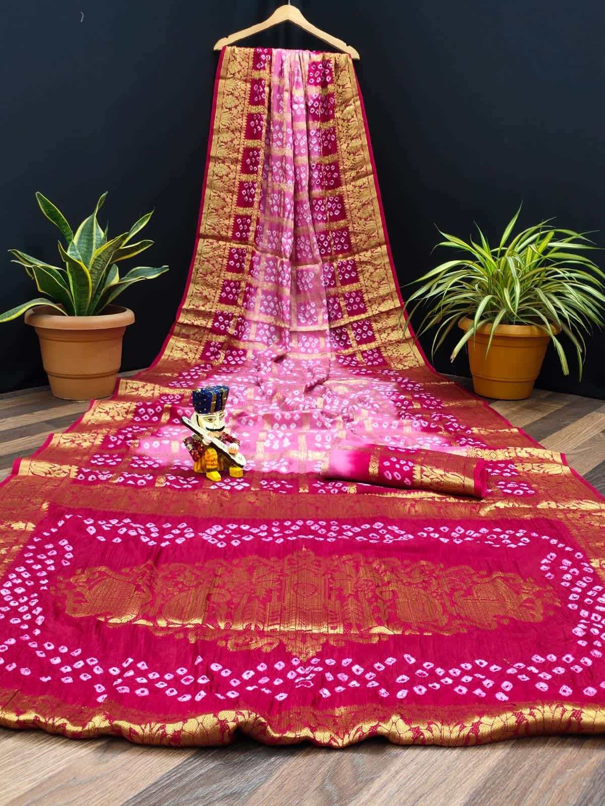 bt-14 art silk designer heavy bandhani saree 
