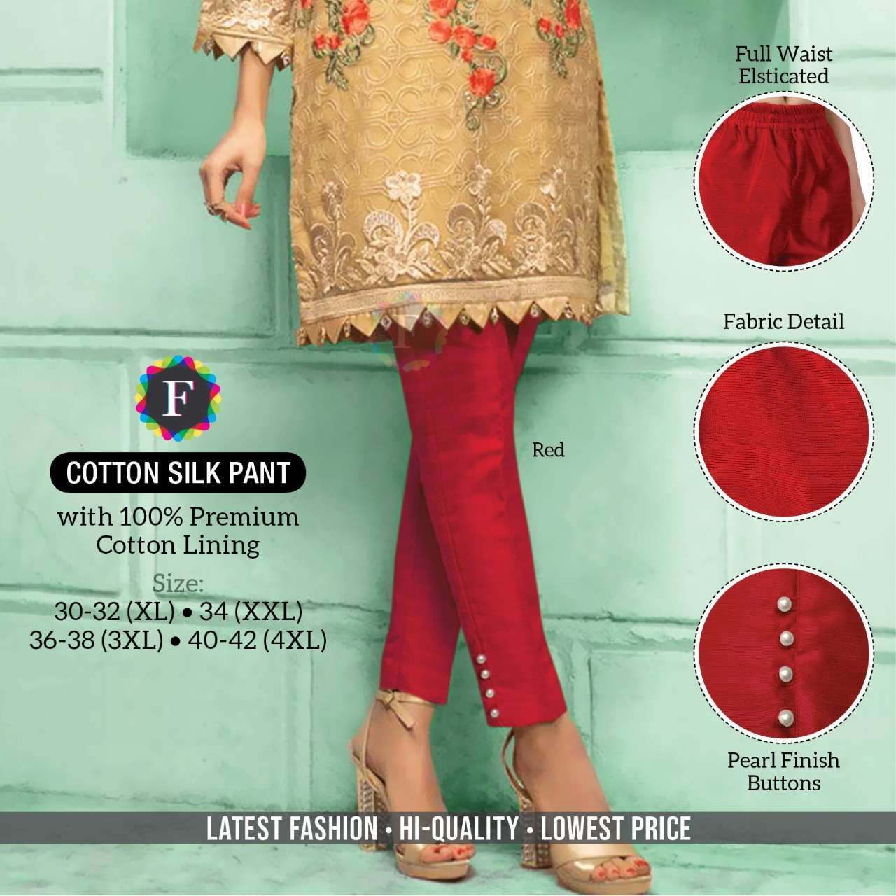 Cotton silk pant pure silk cotton lining pant 