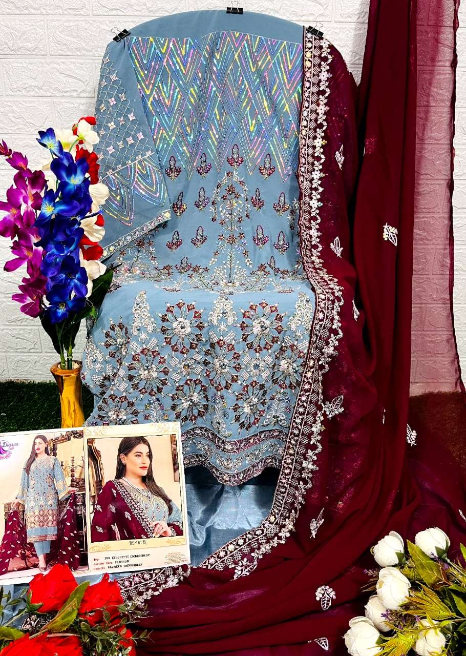 dinsaa suit DS-167 designer heavy faux georgette suit 