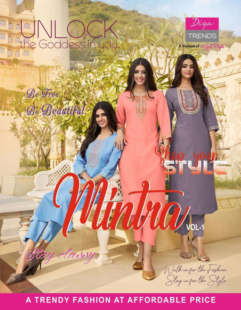 diya trends mintra vol 1 series 1001-1012 Fancy weaving Rayon kurti