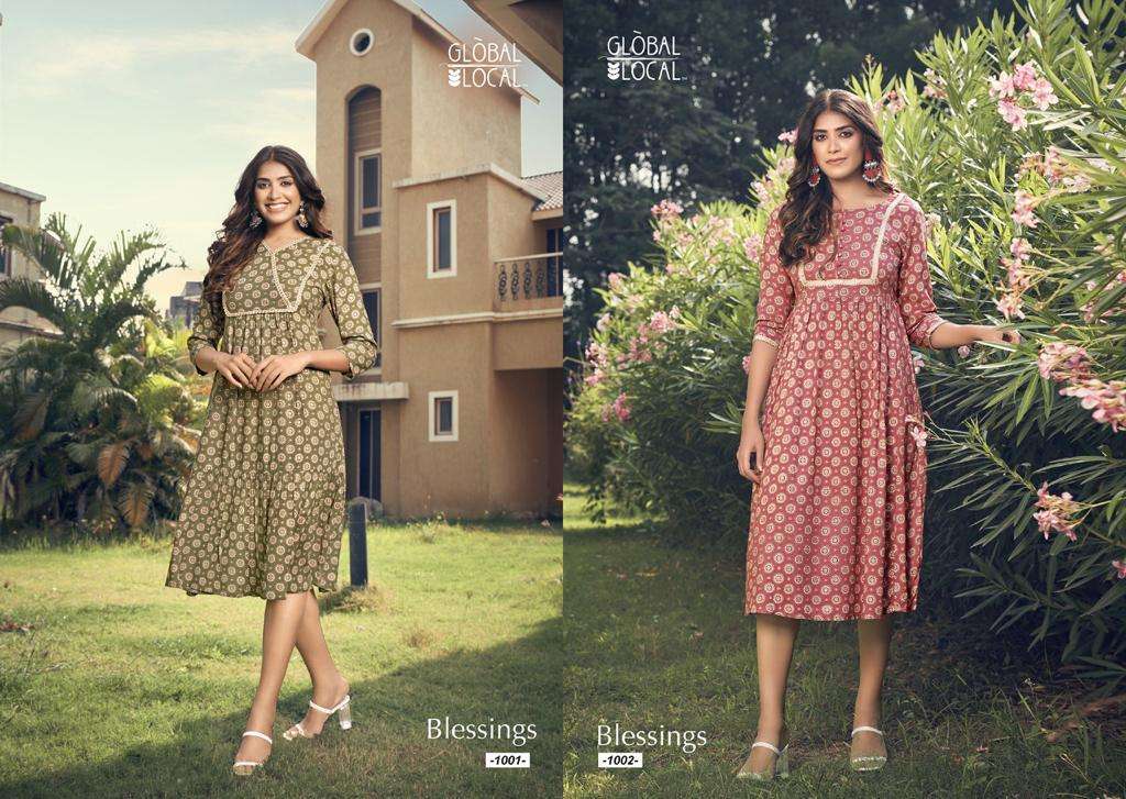 global local belssings series 1001-1004 rayon kurti 