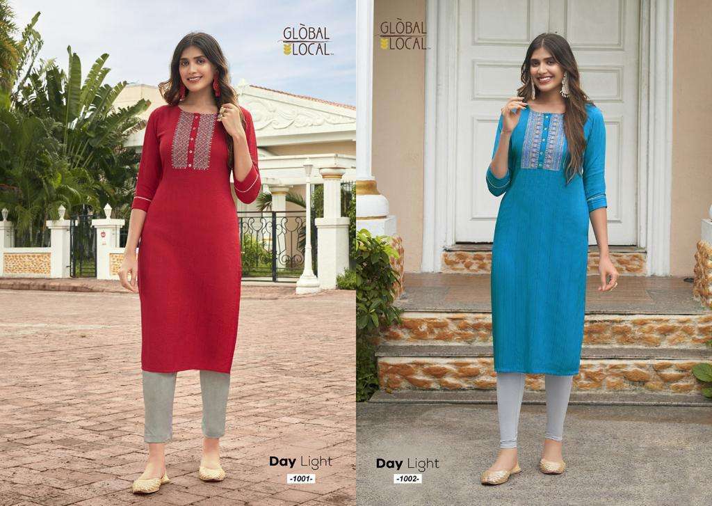 global local day light series 1001-1004 pure rayon kurti 