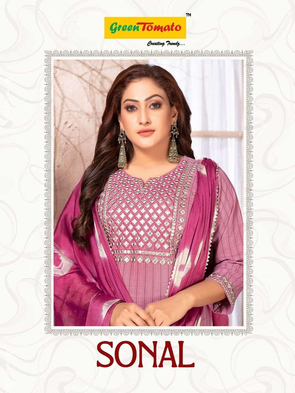 green tomato sonal series 1001-1006 fancy work suit 