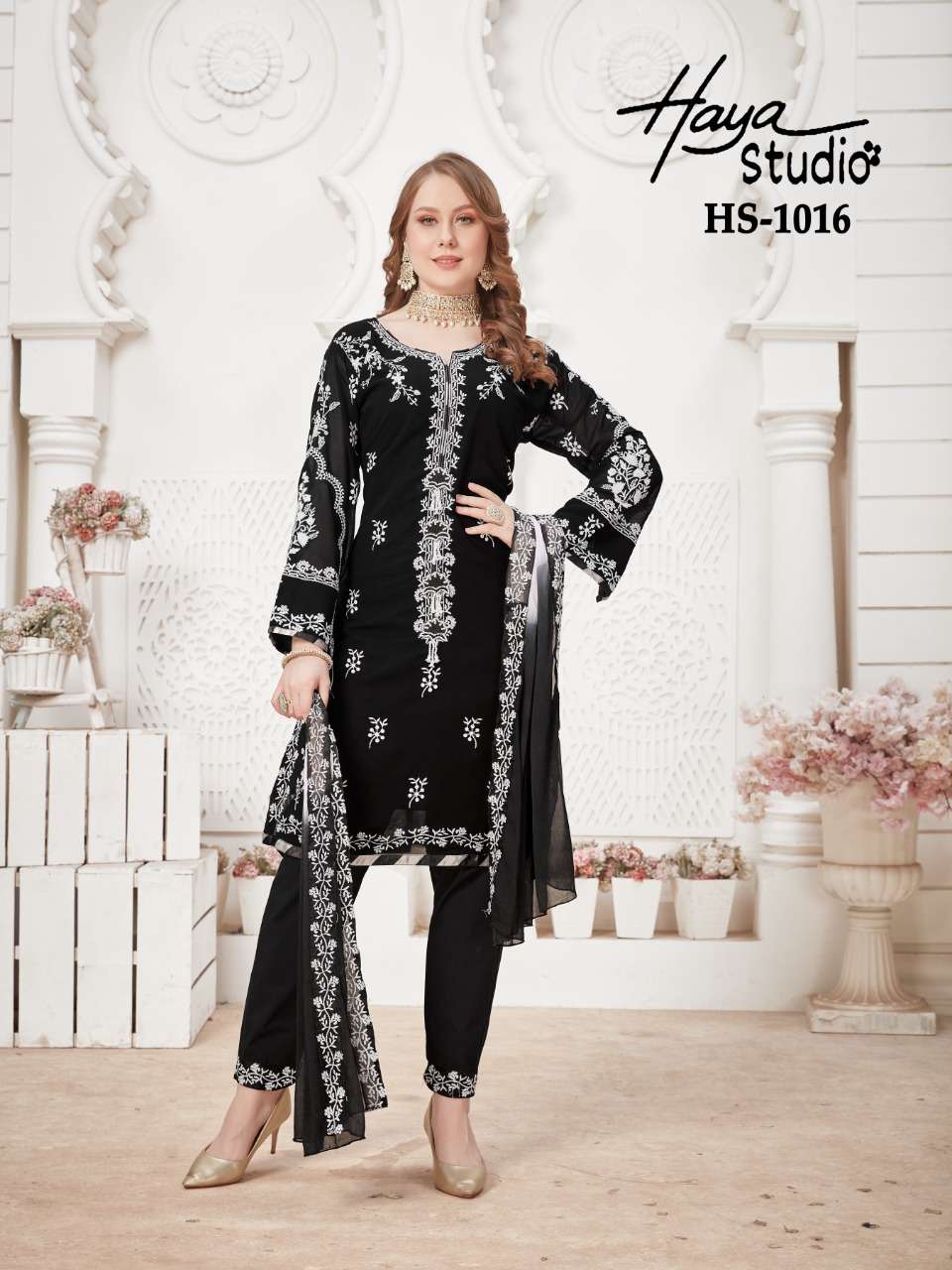 haya studio 1016 faux georgette suit 