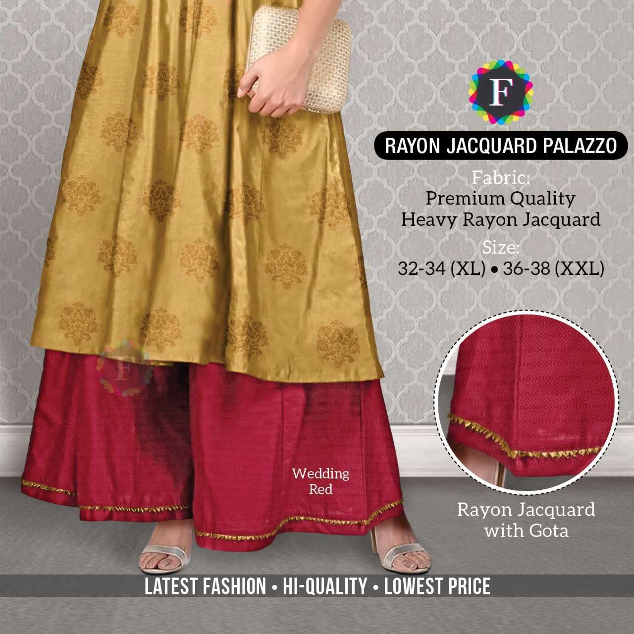 Kalidaar jacquard plazzo jacquard silk crape plazzo