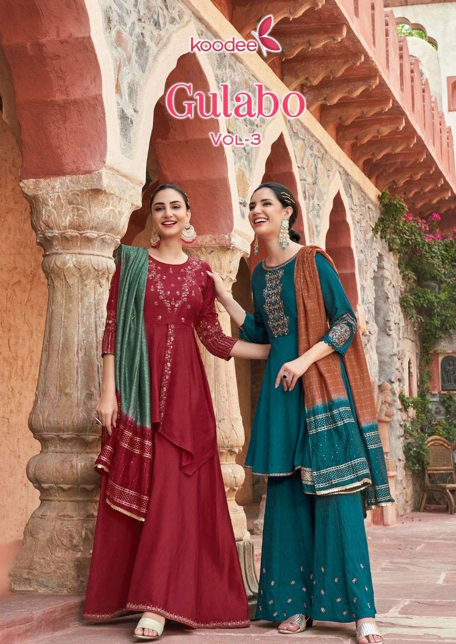 koodee gulabo-3 series 1001-1006 chinon slub readymade suit 