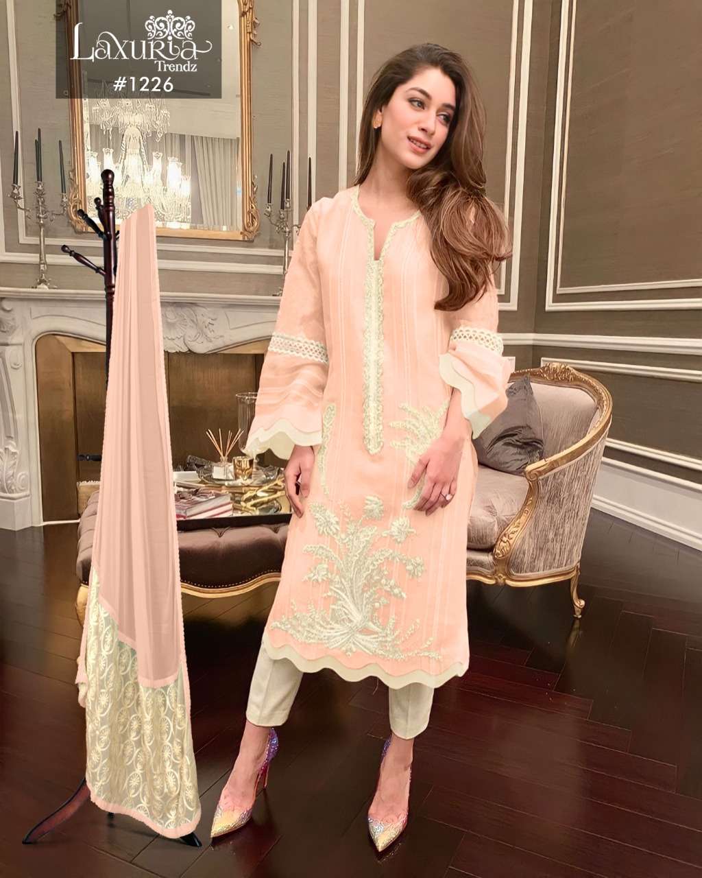 laxuria trendz 1226 designer faux georgette suit 