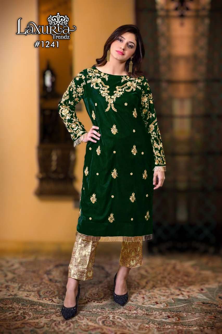 laxuria trendz 1241 designer 9000 velvet kurti