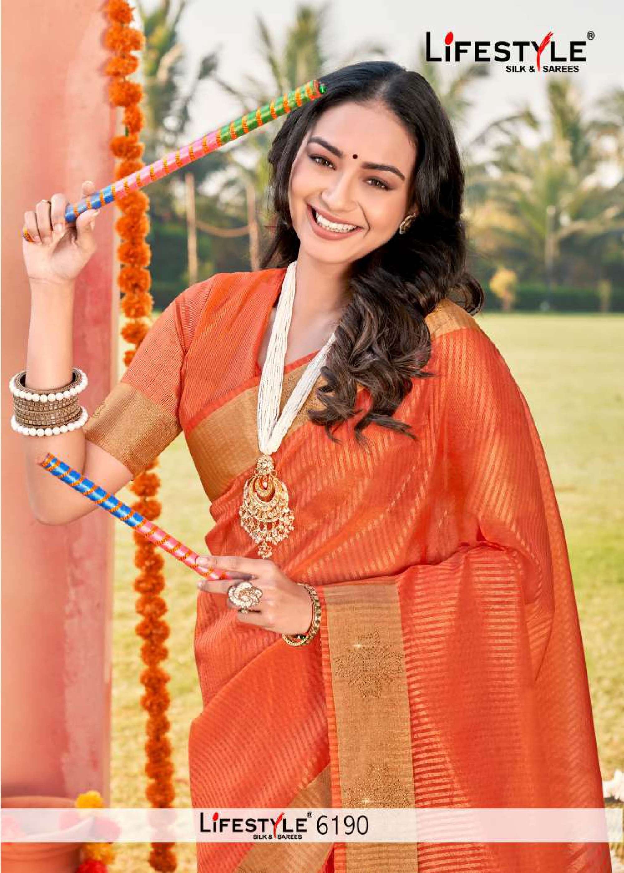 lifestyle 6190 nylon kora printed saree