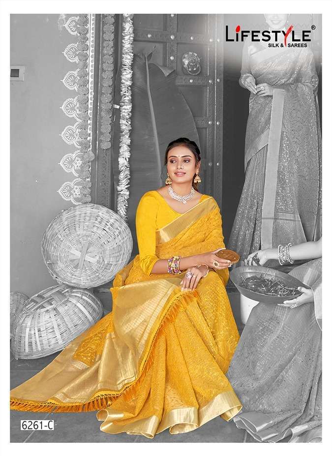 lifestyle 6261 chanderi printed saree