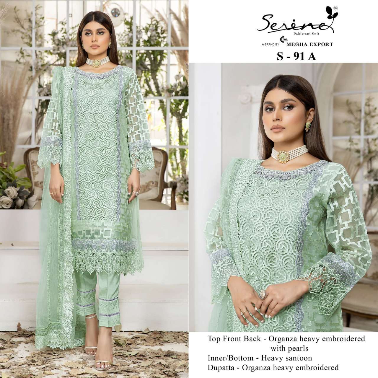 megha exports serine s 91 organza heavy embroidered suit 